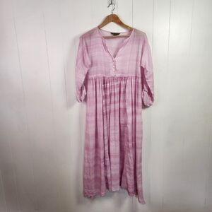 April Cornell Pink Sheer Maxi Dress Cotton Nightgown Cottagecore Whimsy Size XS